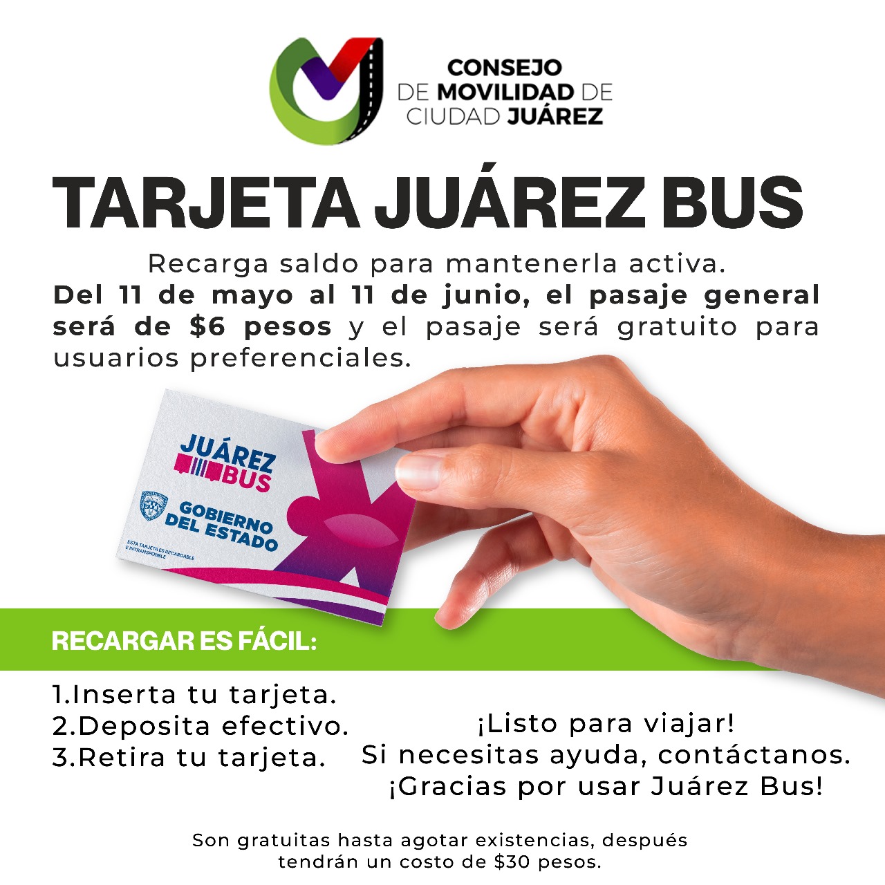 ¿Tienes tu tarjeta general o preferencial de Juárez Bus?