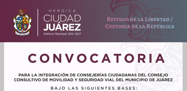 Convocatoria abierta para integrar el Consejo de Movilidad y Seguridad Vial en Juárez